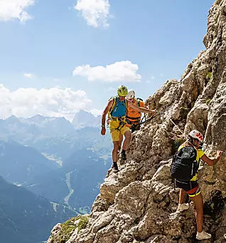 Zajištěné cesty v Dolomitech v Jižním Tyrolsku