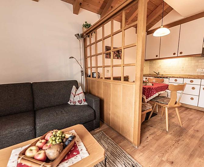 Obytná kuchyn rekreacního apartmánu Schlern